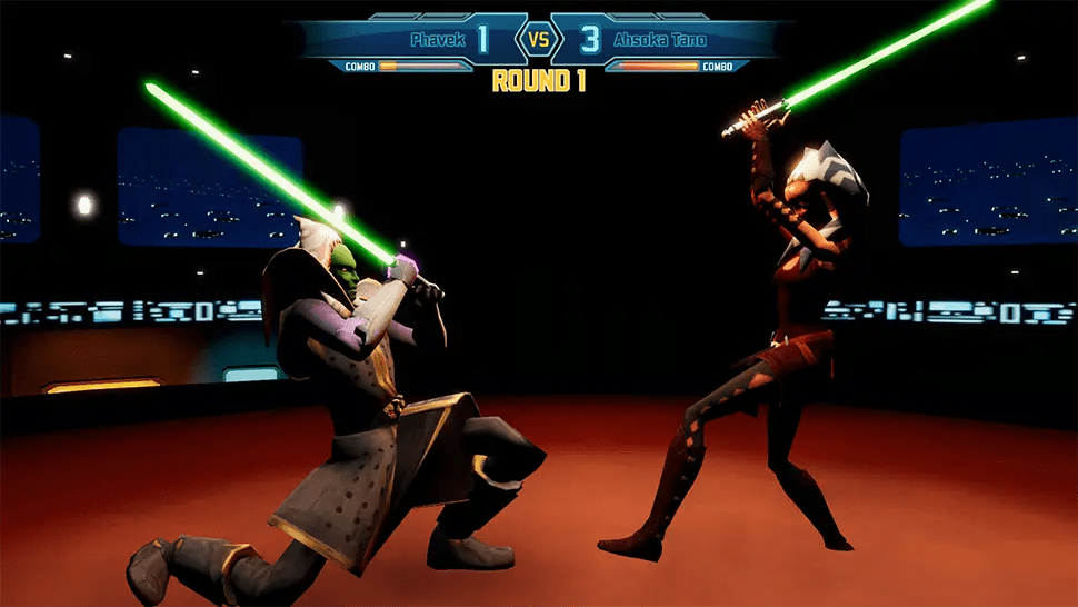 Ahsoka Tano and Jedi lightsaber duel in CWAEmu